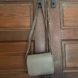 Classic Pebbled Leather Crossbody Bag in Taupe